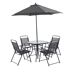 Set de jardín ROMA con mesa, 4 sillas y parasol color gris Set de jardín ROMA con mesa, 4 sillas y parasol color gris Gris