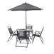 Set de jardín ROMA con mesa, 4 sillas y parasol color gris Set de jardín ROMA con mesa, 4 sillas y parasol color gris Gris