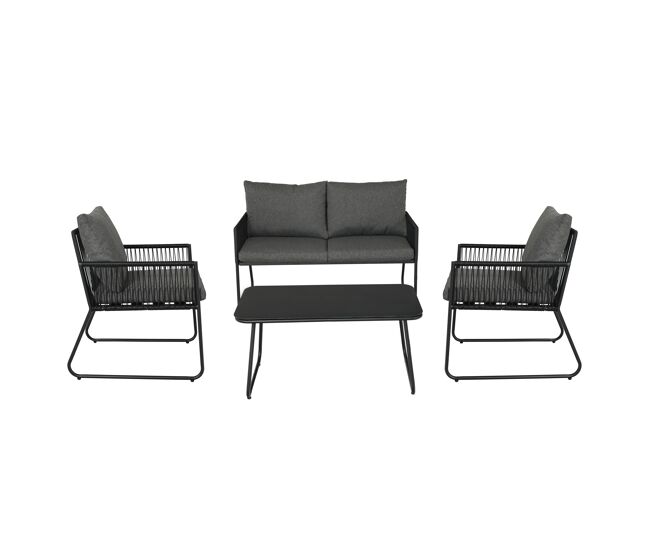 Set jardín con sofá 2 plazas 2 sillones y mesa de centro kelly
