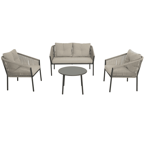 Set de jardim MIKA sofá 2 lugares, 2 poltronas e mesa de centro
