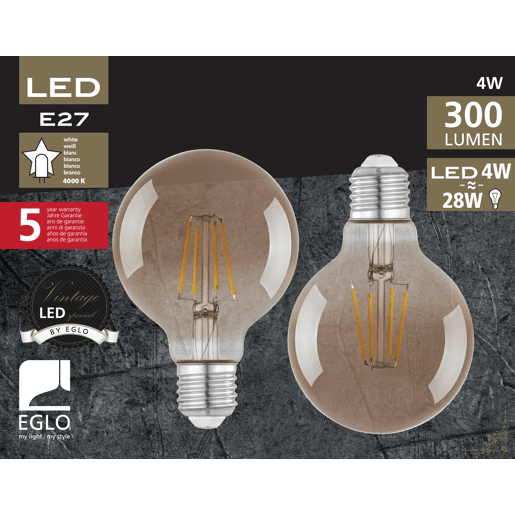 Lâmpada de filamento decorativo GLOBE fumado E27