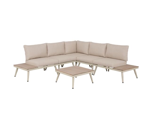 Set de jardín biarritz con sofá y mesa de centro color blanco