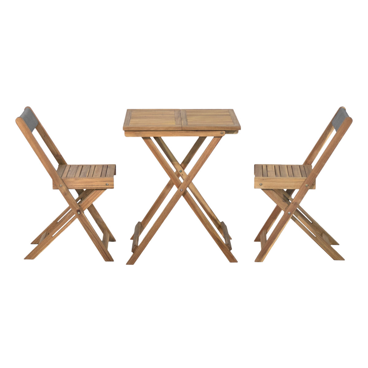 Set de balcón SUMMER con mesa y 2 sillas color roble y gris