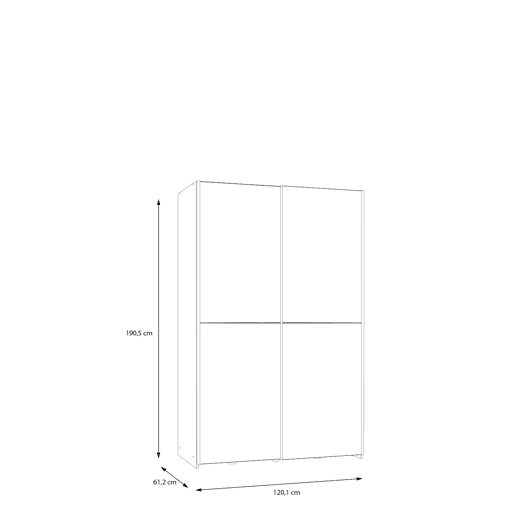 Roupeiro MANDALORE II portas deslizantes 120x190cm branco