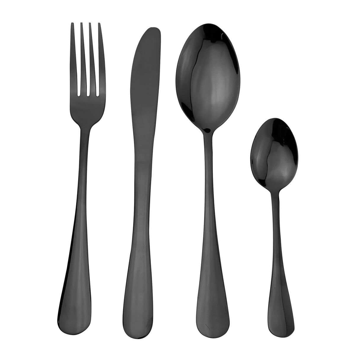 Cuberteria black de acero inoxidable 16 piezas marca conforama - conforama