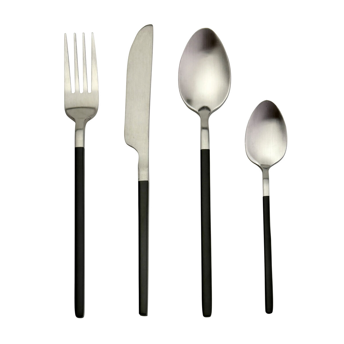 Cuberteria silver black de acero inoxidable 16 piezas conforama