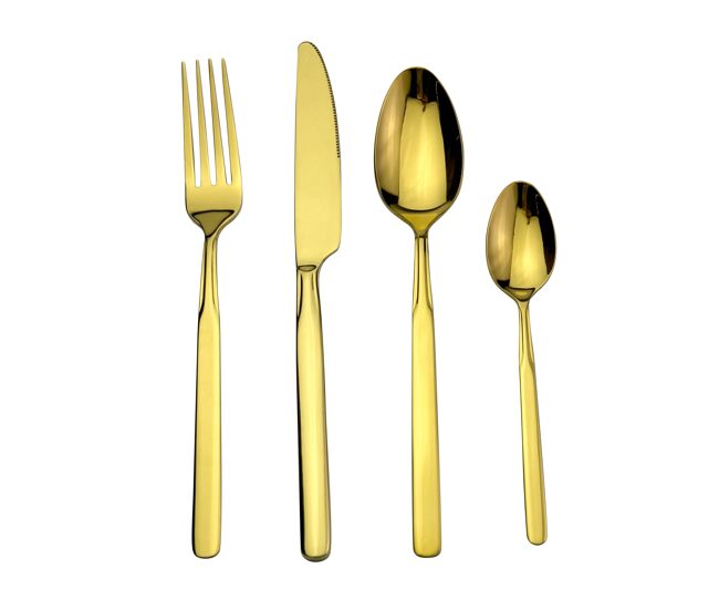 Cuberteria basic gold de acero inoxidable 16 piezas conforama
