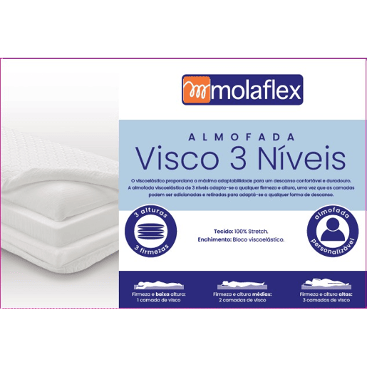 Almofada VISCO3CAPAS medida 60cm marca Molaflex