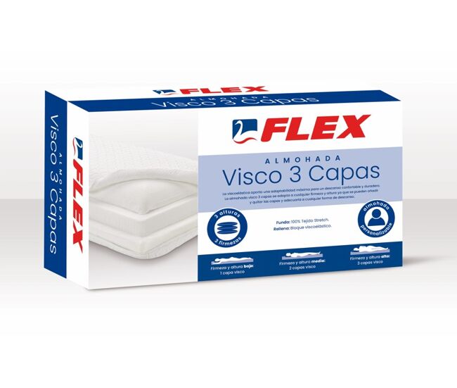 Almohada visco3capas medida 70cm marca flex