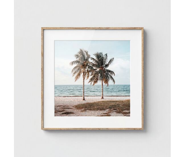 Cuadro palmeras 35x35cm tonos verdes