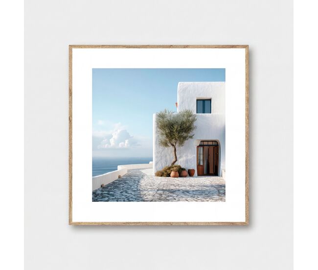 Cuadro santorini 35x35cm azul mediterráneo