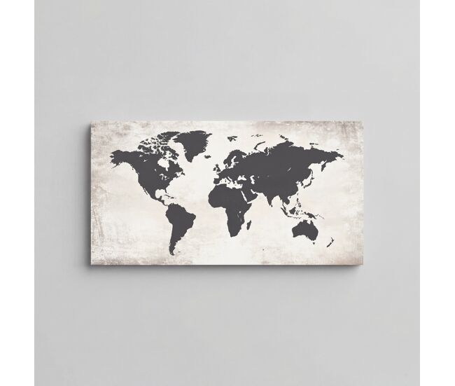 Cuadro mapamundi vintage gris 58x110cm marca marcomueble