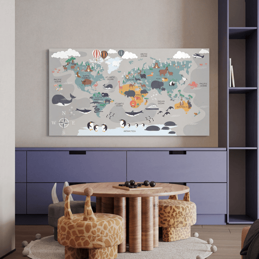 Quadro MAPAMUNDI INFANTIL 58x110cm marca MARCOMUEBLE Quadro MAPAMUNDI INFANTIL 58x110cm marca MARCOMUEBLE