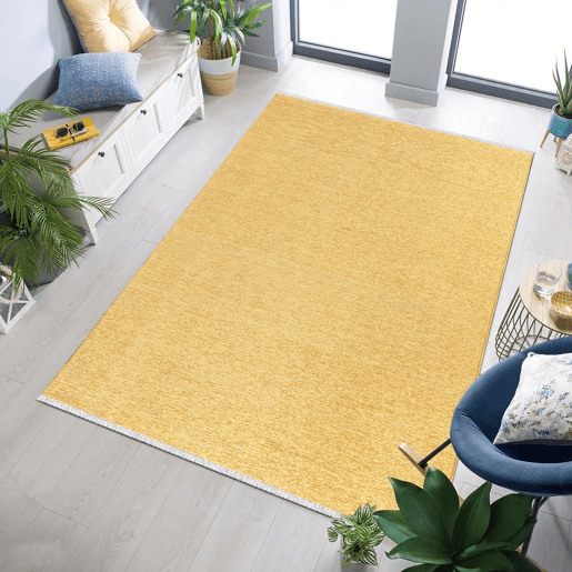 Tapete reversível NEW PALERMO 120x170cm azul e mostarda