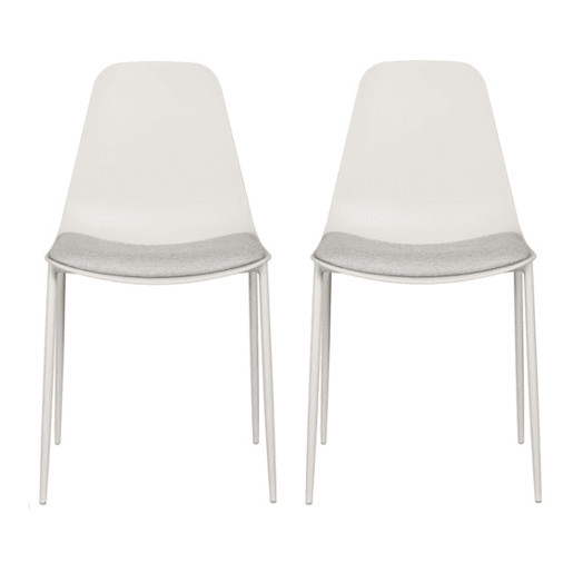 Conjunto de 2 cadeiras de cozinha CUSHION fixa branca