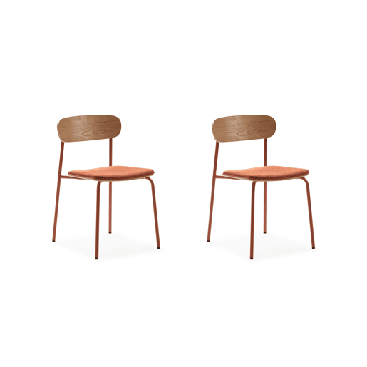 Conjunto de 2 cadeiras de cozinha ADRIANA almofada telha