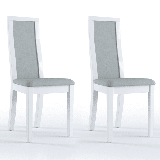 Cadeira de jantar estofada GOYA pack 2 unidades branco e cinza