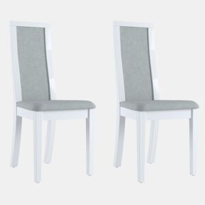 Cadeira de jantar estofada GOYA pack 2 unidades branco e cinza