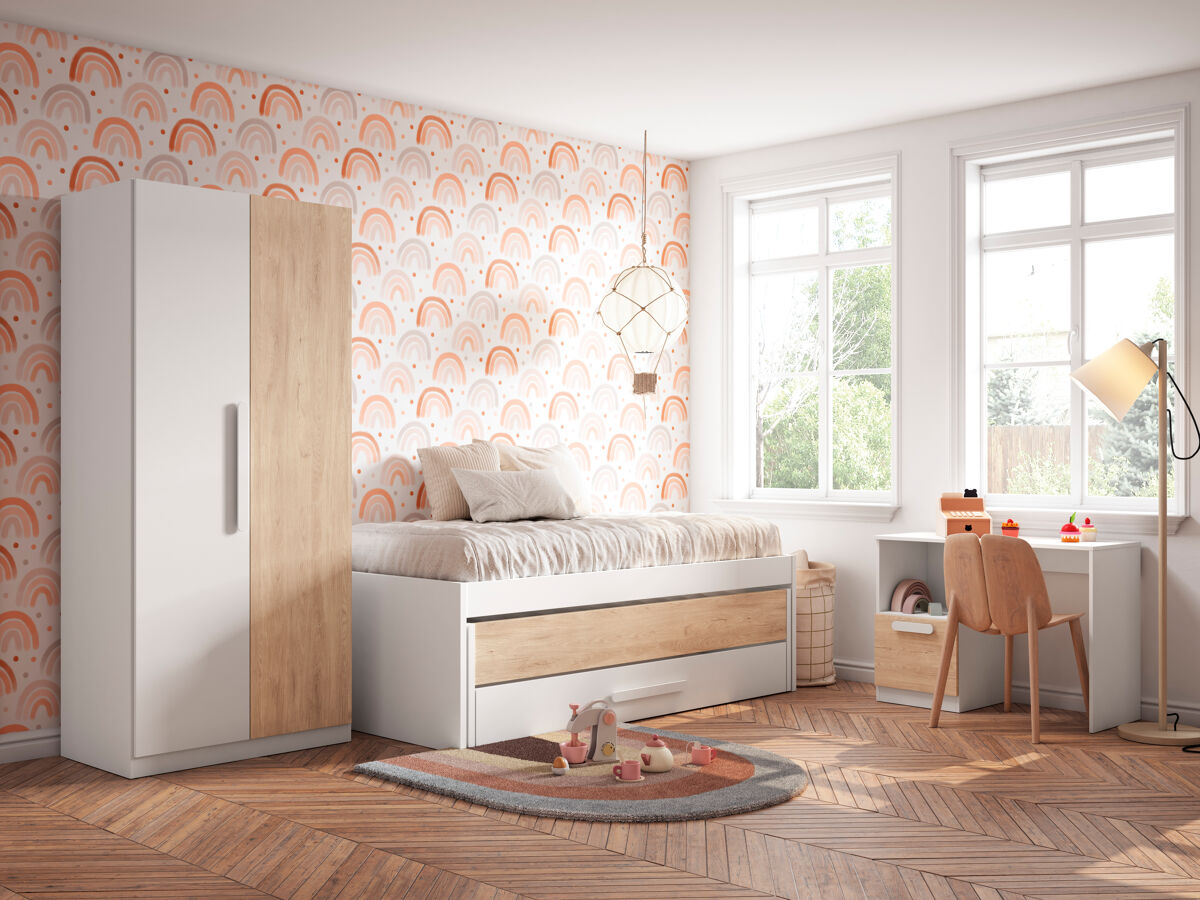 Composición conjunto cama COTTON color blanco mate y marrón