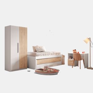 Conjunto de cama COTTON branco mate e castanho