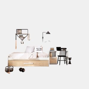 Conjunto de cama NATURA branco mate e castanho
