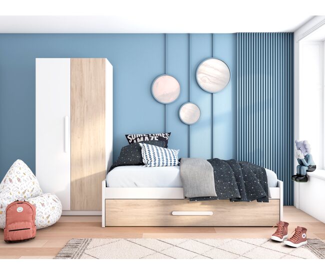 Composición conjunto cama smart blanco mate