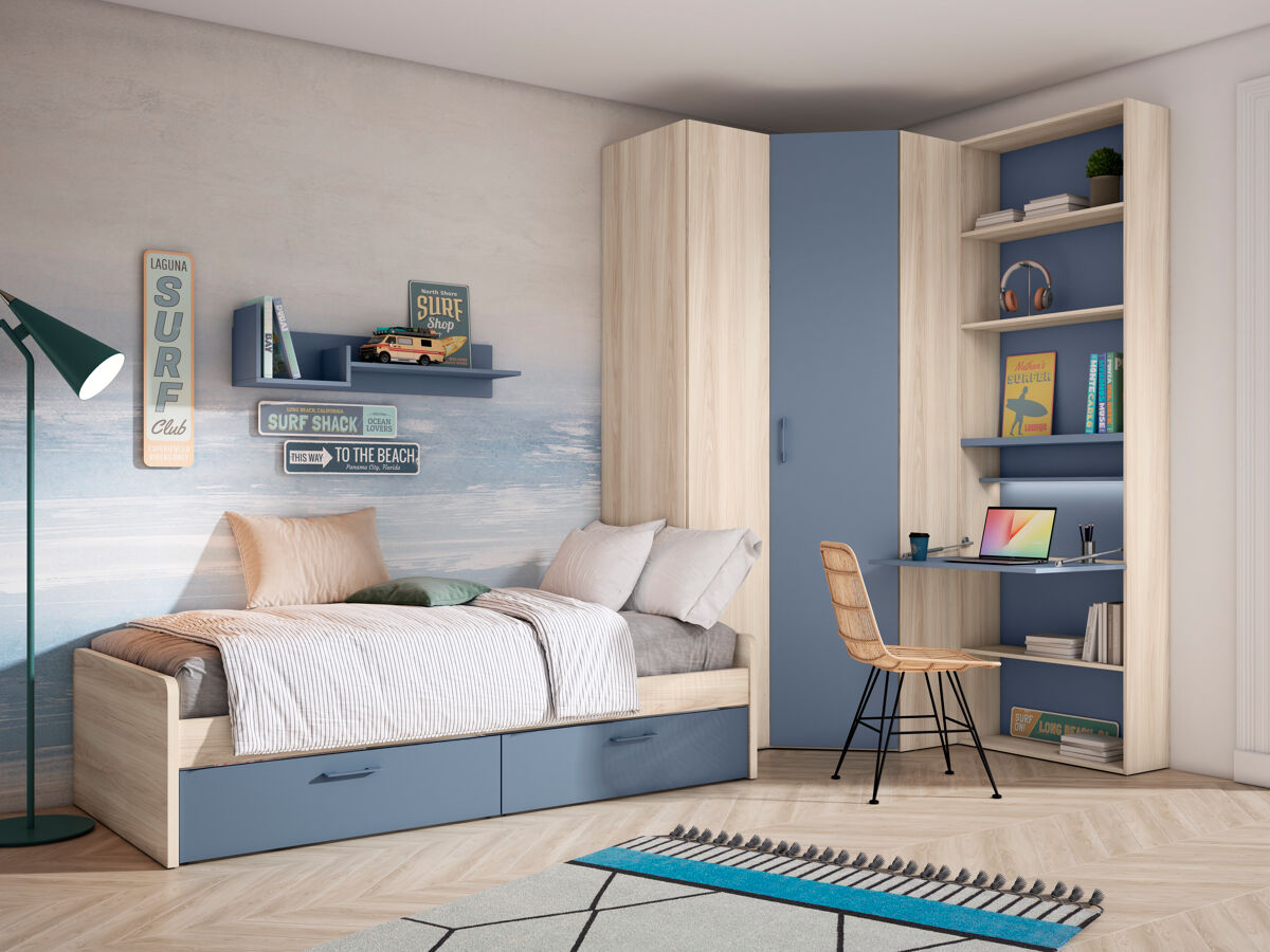 Composición conjunto cama ocean color azul