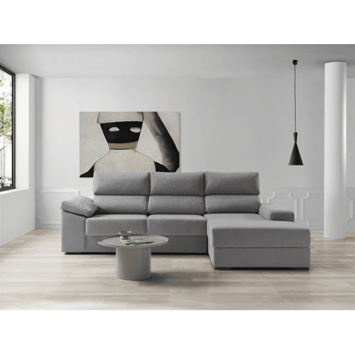 Chaise longue 4 lugares dereita com arrumação RUBIK cor cinza
