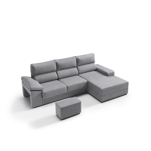 Chaise longue 4 lugares dereita com arrumação RUBIK cor cinza