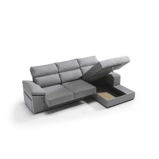 Chaise longue 4 lugares dereita com arrumação RUBIK cor cinza
