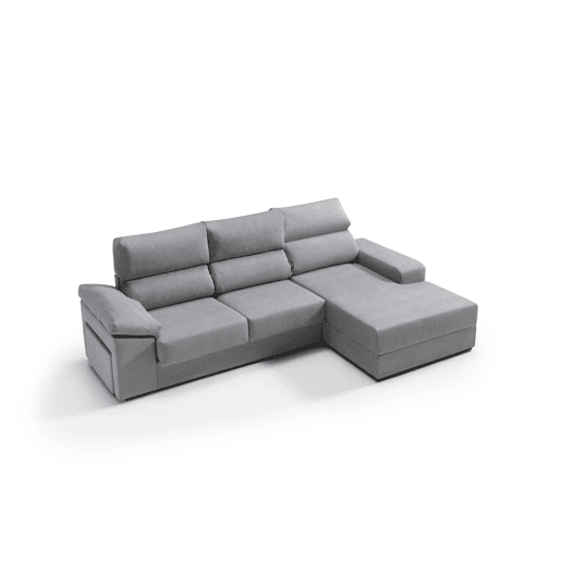 Chaise longue 4 lugares dereita com arrumação RUBIK cor cinza