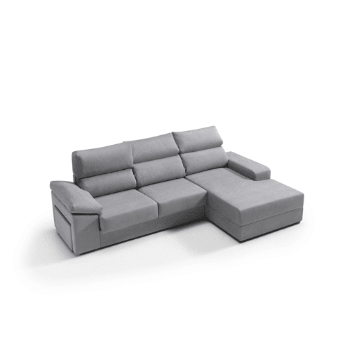 Chaise longue 4 lugares dereita com arrumação RUBIK cor cinza