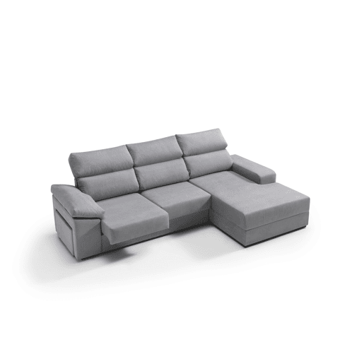 Chaise longue 4 lugares dereita com arrumação RUBIK cor cinza