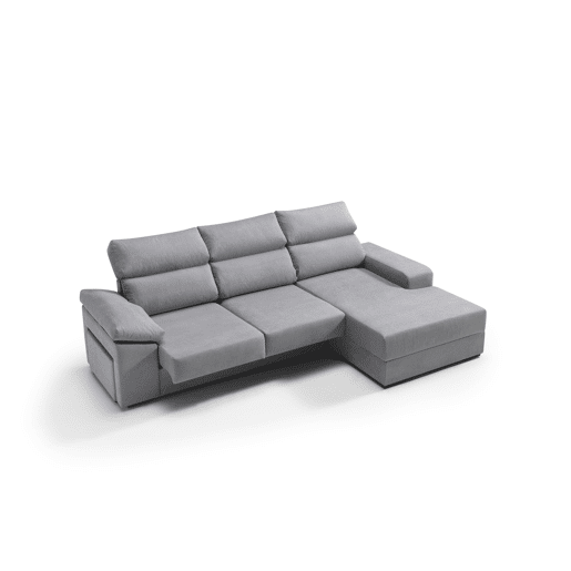 Chaise longue 4 lugares dereita com arrumação RUBIK cor cinza