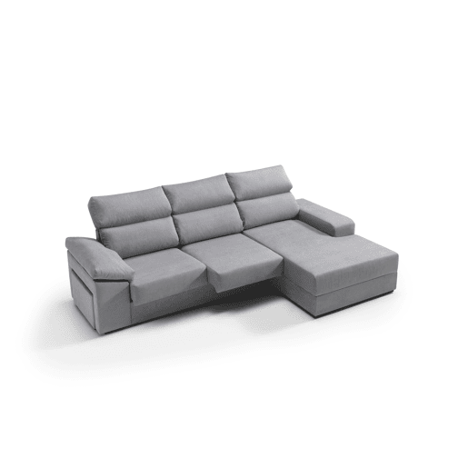 Chaise longue 4 lugares dereita com arrumação RUBIK cor cinza