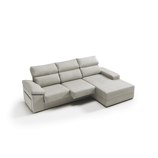 Chaise longue 4 lugares dereita com arrumação RUBIK cor bege