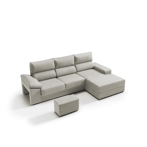 Chaise longue 4 lugares dereita com arrumação RUBIK cor bege