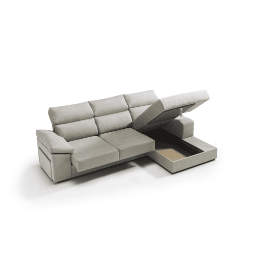 Chaise longue 4 lugares dereita com arrumação RUBIK cor bege