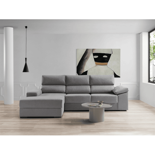 Chaise longue 4 lugares esquerda com arrumação RUBIK cor cinza Chaise longue 4 lugares esquerda com arrumação RUBIK cor cinza