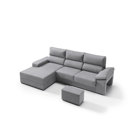 Chaise longue 4 lugares esquerda com arrumação RUBIK cor cinza Chaise longue 4 lugares esquerda com arrumação RUBIK cor cinza