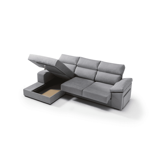 Chaise longue 4 lugares esquerda com arrumação RUBIK cor cinza Chaise longue 4 lugares esquerda com arrumação RUBIK cor cinza