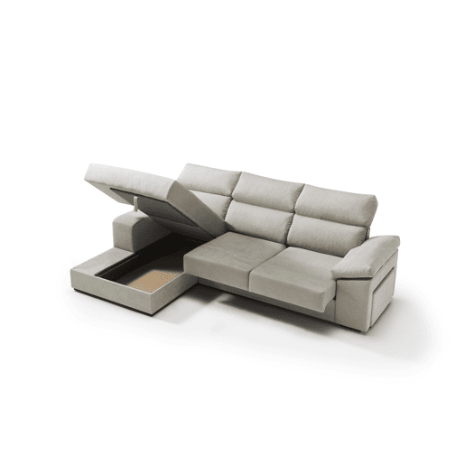 Chaise longue 4 lugares esquerda com arrumação RUBIK cor bege