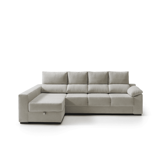 Chaise longue com arrumação PALA reversível 4 lugares bege