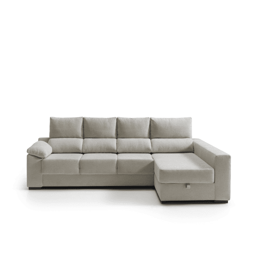 Chaise longue com arrumação PALA reversível 4 lugares bege