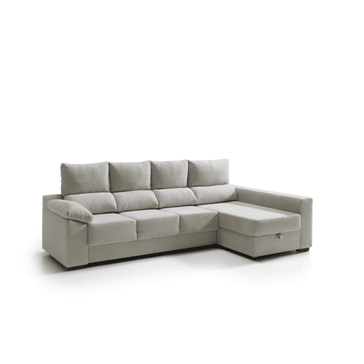 Chaise longue com arrumação PALA reversível 4 lugares bege