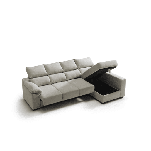Chaise longue com arrumação PALA reversível 4 lugares bege