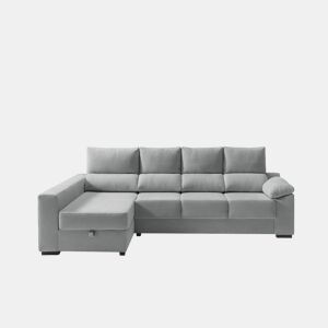 Chaise longue com arrumação PALA reversível 4 lugares cinza claro