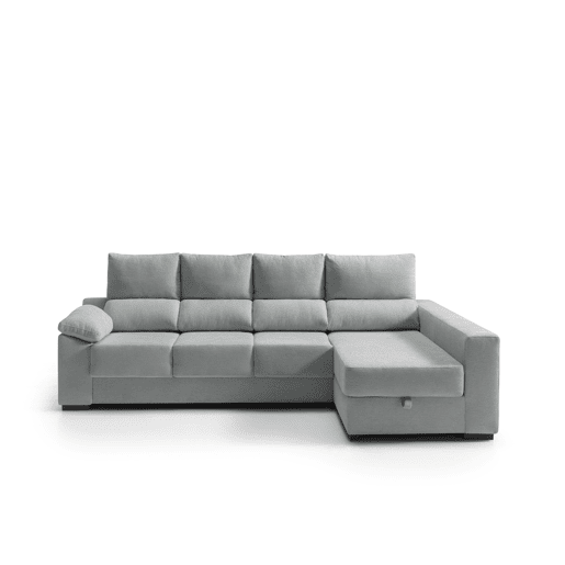 Chaise longue com arrumação PALA reversível 4 lugares cinza claro