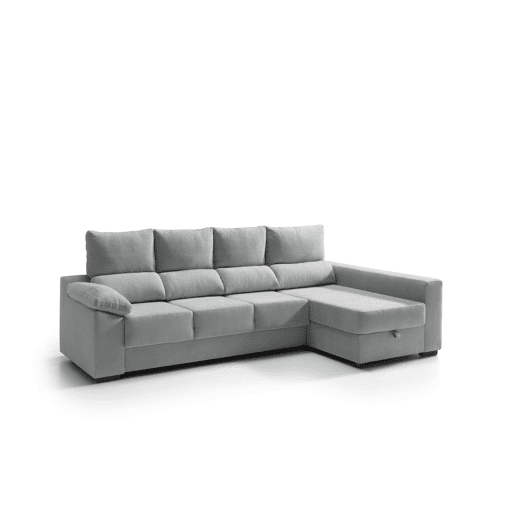 Chaise longue com arrumação PALA reversível 4 lugares cinza claro