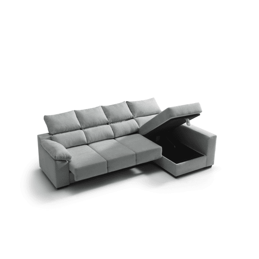 Chaise longue com arrumação PALA reversível 4 lugares cinza claro